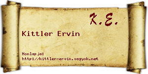 Kittler Ervin névjegykártya